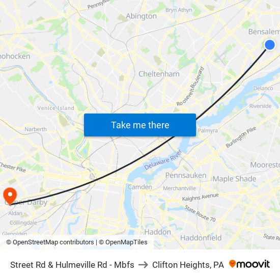 Street Rd & Hulmeville Rd - Mbfs to Clifton Heights, PA map