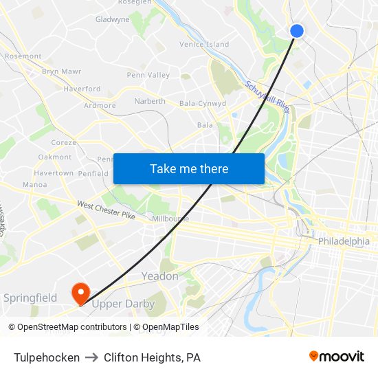 Tulpehocken to Clifton Heights, PA map