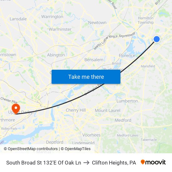 South Broad St 132'E Of Oak Ln to Clifton Heights, PA map