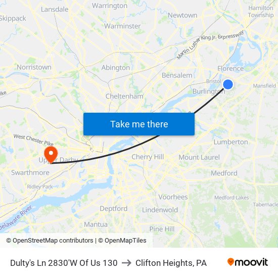 Dulty's Ln 2830'W Of Us 130 to Clifton Heights, PA map