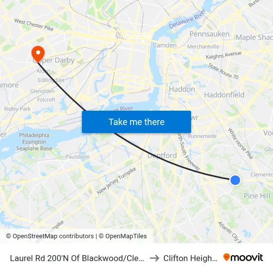 Laurel Rd 200'N Of Blackwood/Clementon Rd to Clifton Heights, PA map