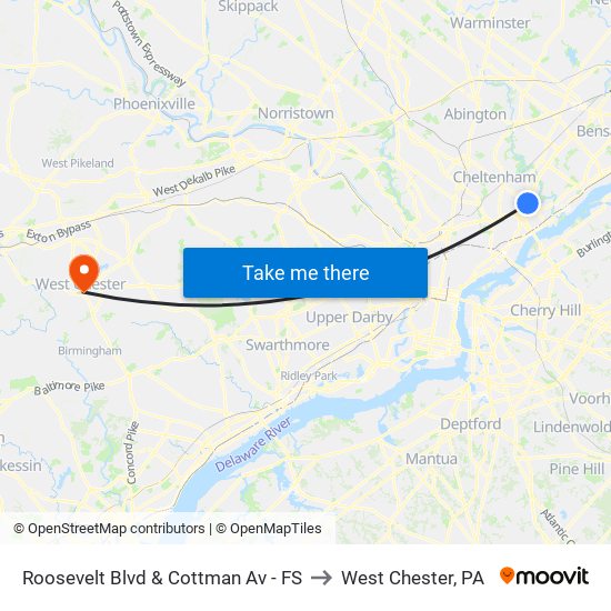 Roosevelt Blvd & Cottman Av - FS to West Chester, PA map