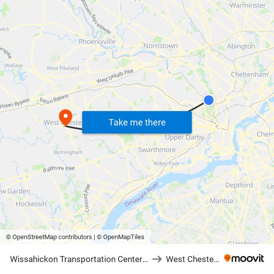 Wissahickon Transportation Center - Onsite to West Chester, PA map