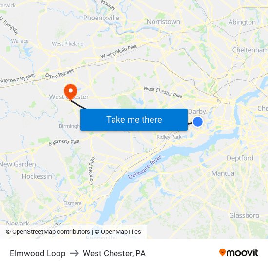 Elmwood Loop to West Chester, PA map