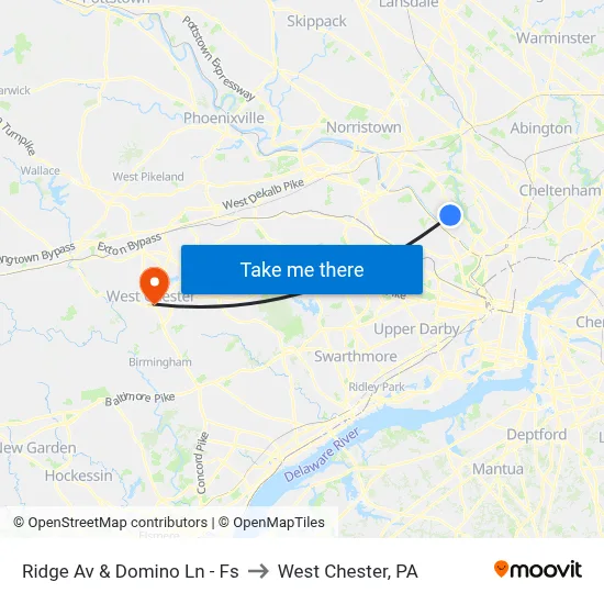 Ridge Av & Domino Ln - Fs to West Chester, PA map