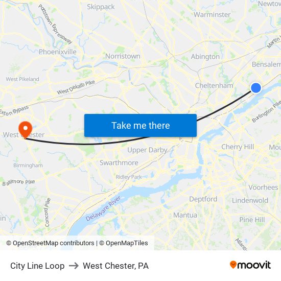 City Line Loop to West Chester, PA map