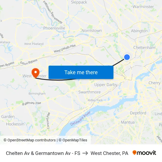 Chelten Av & Germantown Av - FS to West Chester, PA map
