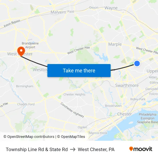 Township Line Rd & State Rd to West Chester, PA map