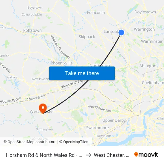 Horsham Rd & North Wales Rd - Fs to West Chester, PA map
