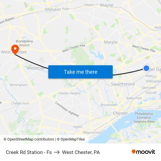 Creek Rd Station - Fs to West Chester, PA map