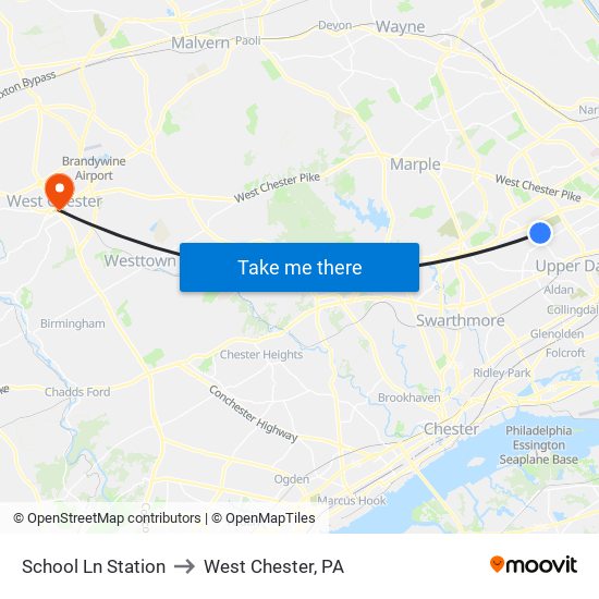 School Ln Station to West Chester, PA map
