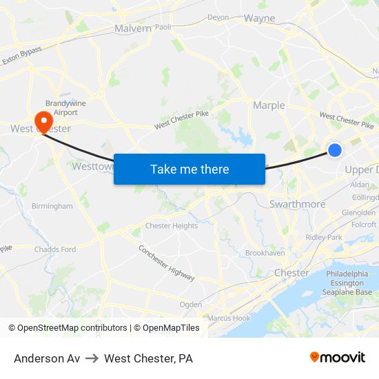 Anderson Av to West Chester, PA map