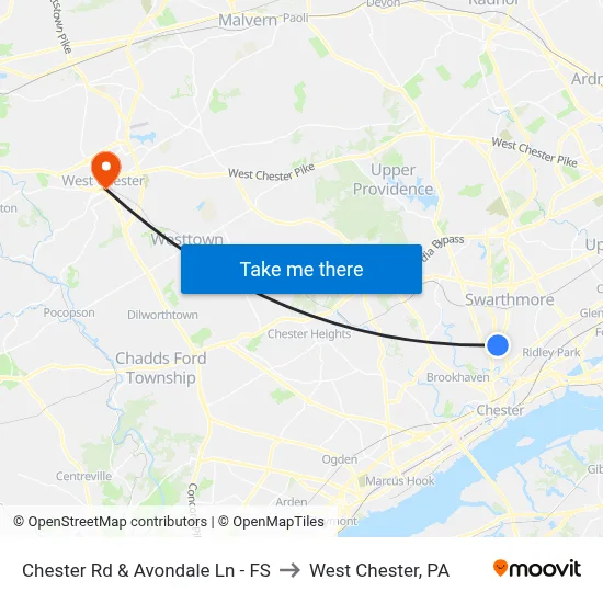 Chester Rd & Avondale Ln - FS to West Chester, PA map