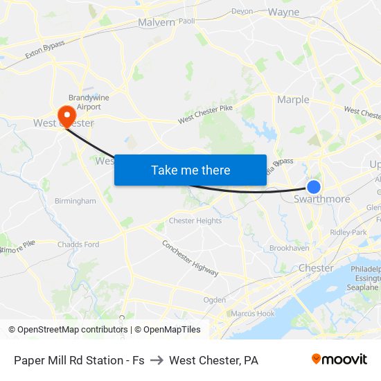 Paper Mill Rd Station - Fs to West Chester, PA map