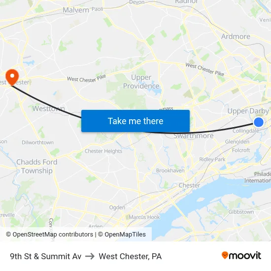 9th St & Summit Av to West Chester, PA map
