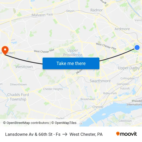 Lansdowne Av & 66th St - Fs to West Chester, PA map