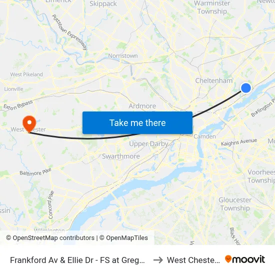 Frankford Av & Ellie Dr - FS at Gregg St Loop to West Chester, PA map