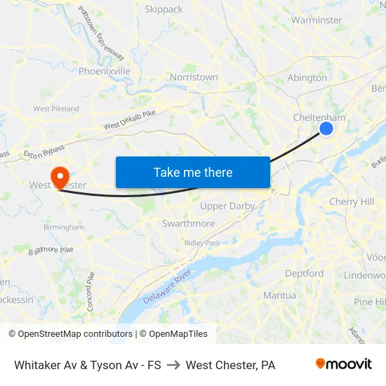 Whitaker Av & Tyson Av - FS to West Chester, PA map