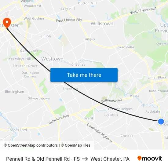 Pennell Rd & Old Pennell Rd - FS to West Chester, PA map