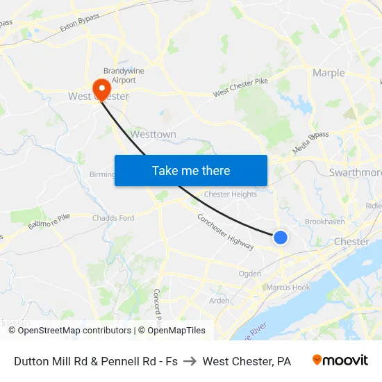 Dutton Mill Rd & Pennell Rd - Fs to West Chester, PA map