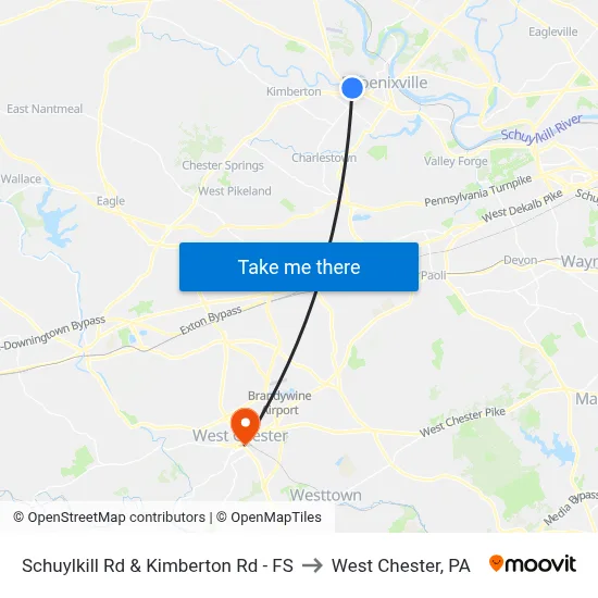 Schuylkill Rd & Kimberton Rd - FS to West Chester, PA map