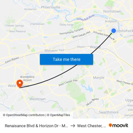 Renaisance Blvd & Horizon Dr - Mbns to West Chester, PA map