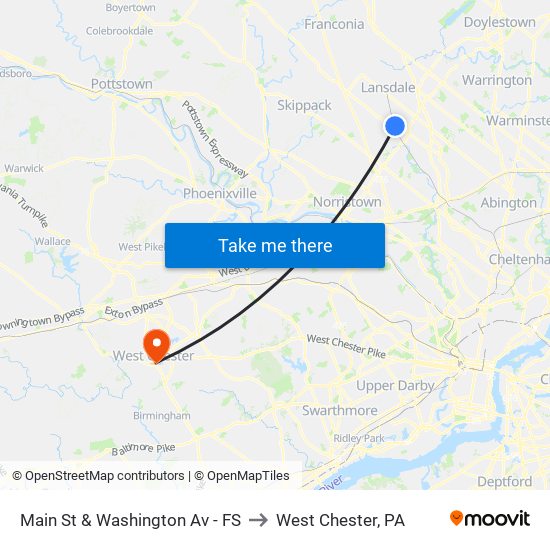 Main St & Washington Av - FS to West Chester, PA map