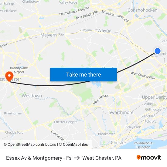 Essex Av & Montgomery - Fs to West Chester, PA map