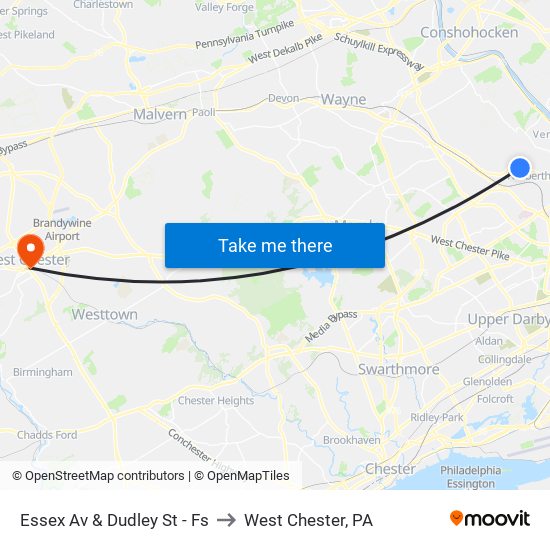 Essex Av & Dudley St - Fs to West Chester, PA map