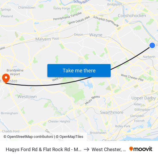 Hagys Ford Rd & Flat Rock Rd - Mbfs to West Chester, PA map