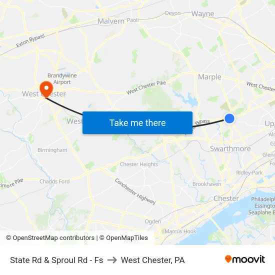 State Rd & Sproul Rd - Fs to West Chester, PA map