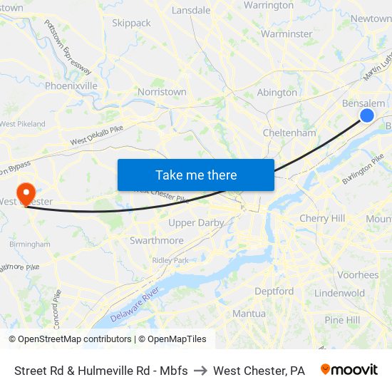 Street Rd & Hulmeville Rd - Mbfs to West Chester, PA map