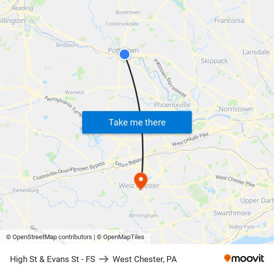 High St & Evans St - FS to West Chester, PA map