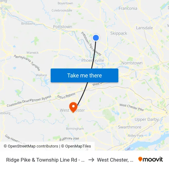 Ridge Pike & Township Line Rd - FS to West Chester, PA map