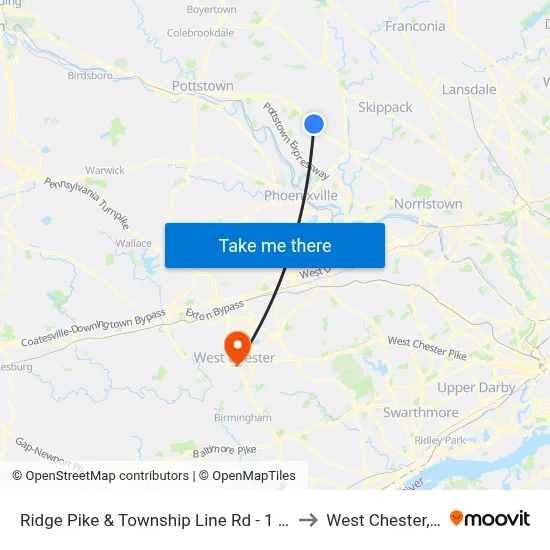 Ridge Pike & Township Line Rd - 1 Mbns to West Chester, PA map