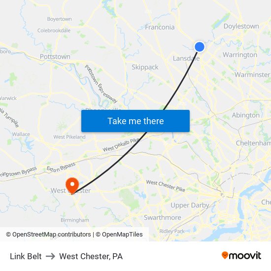 Link Belt to West Chester, PA map