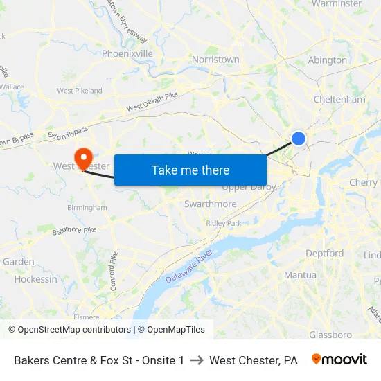 Bakers Centre & Fox St - Onsite 1 to West Chester, PA map