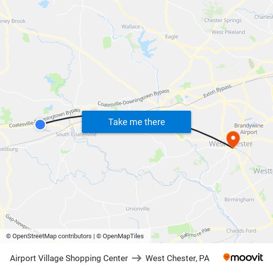 Airport Village Shopping Center to West Chester, PA map