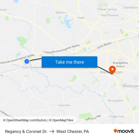 Regency & Coronet Dr. to West Chester, PA map