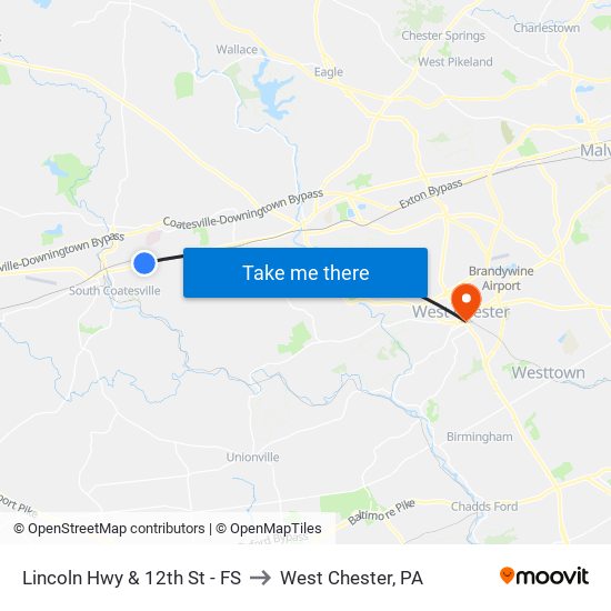 Lincoln Hwy & 12th St - FS to West Chester, PA map