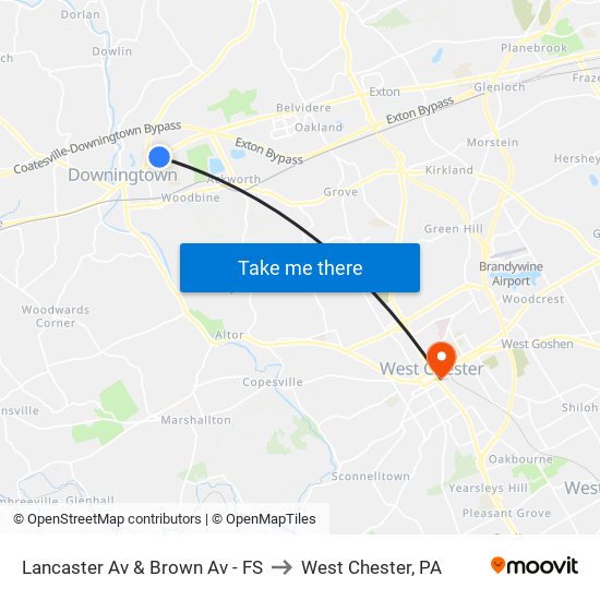 Lancaster Av & Brown Av - FS to West Chester, PA map