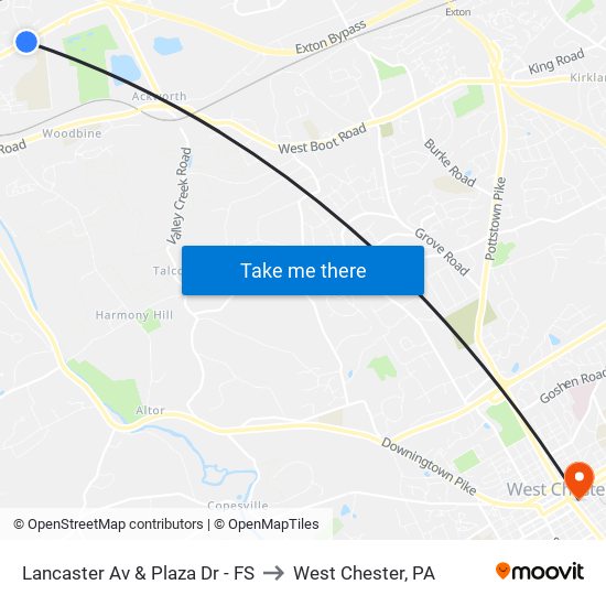 Lancaster Av & Plaza Dr - FS to West Chester, PA map