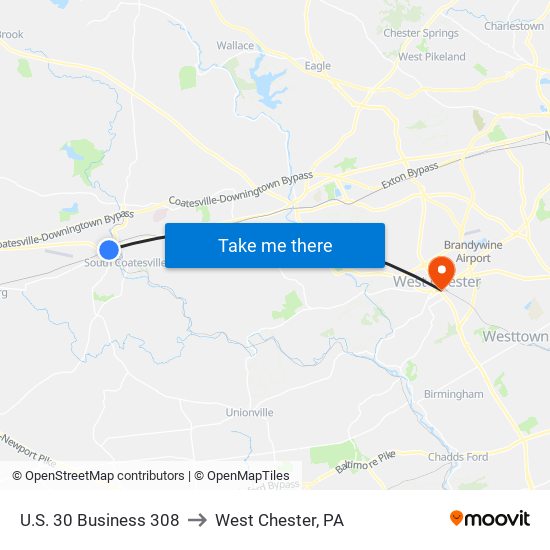 U.S. 30 Business 308 to West Chester, PA map