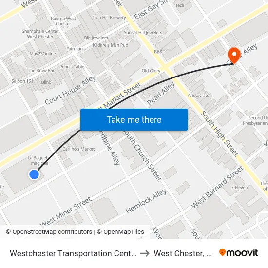 Westchester Transportation Center to West Chester, PA map