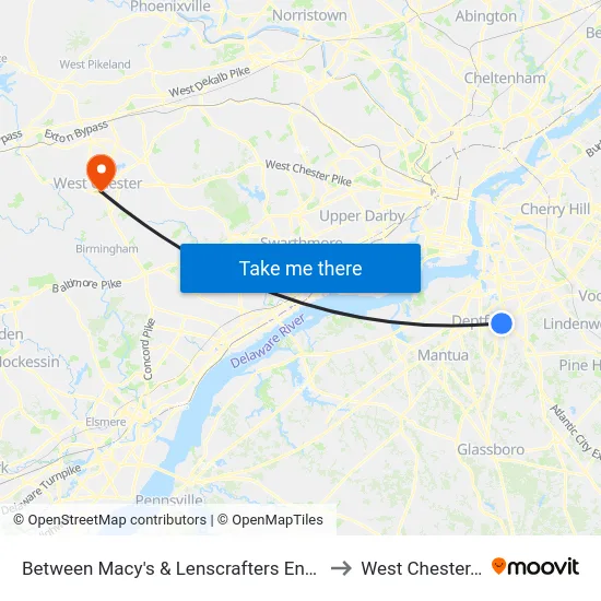 Between Macy's & Lenscrafters Entrances to West Chester, PA map
