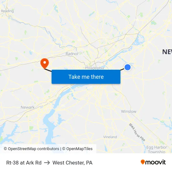 Rt-38 at Ark Rd to West Chester, PA map