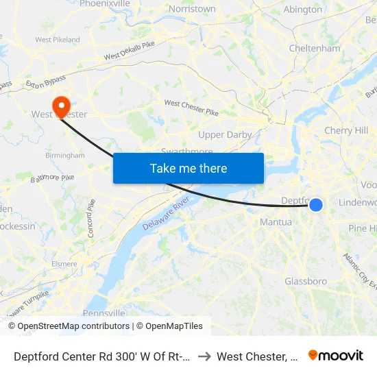 Deptford Center Rd 300' W Of Rt-41 to West Chester, PA map