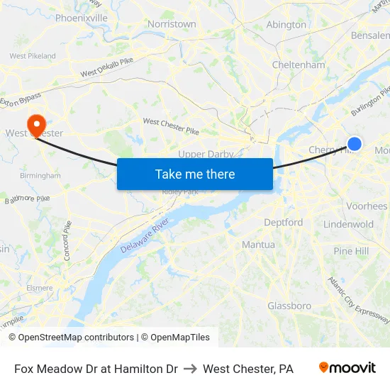 Fox Meadow Dr at Hamilton Dr to West Chester, PA map