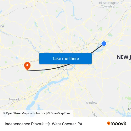 Independence Plaza# to West Chester, PA map