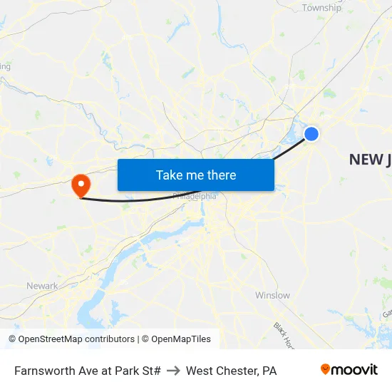 Farnsworth Ave at Park St# to West Chester, PA map